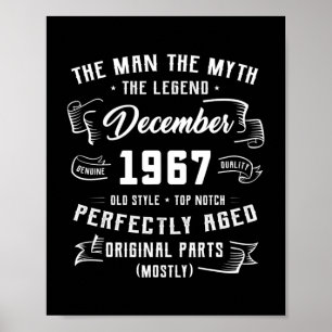Mens Man Myth Legend December 1967 55th Birthday Poster