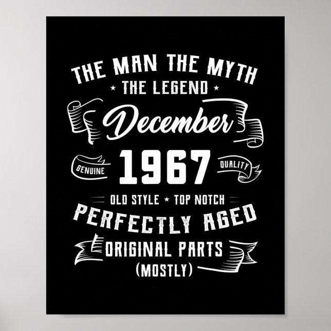 Mens Man Myth Legend December 1967 55th Birthday Poster (Front)