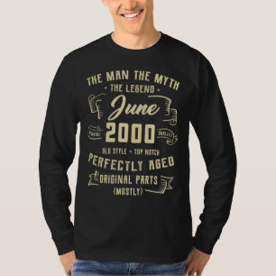 Mens Man Myth Legend June 2000 22nd Birthday 22 Y T-Shirt