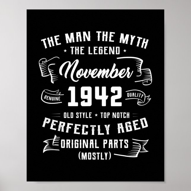 Mens Man Myth Legend November 1942 80th Birthday Poster (Front)