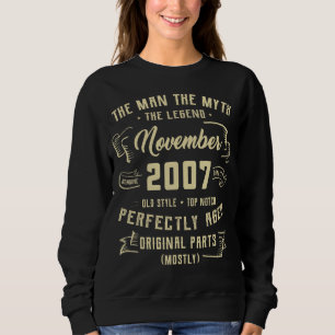 Mens Man Myth Legend November 2007 15th Birthday   Sweatshirt