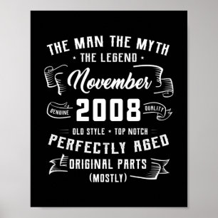 Mens Man Myth Legend November 2008 14th Birthday Poster