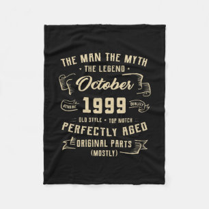 Mens Man Myth Legend October 1999 23rd Birthday Fleece Blanket