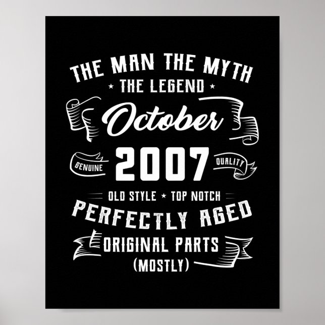 Mens Man Myth Legend October 2007 15th Birthday Poster (Front)