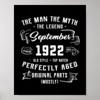 Mens Man Myth Legend September 1922 100th