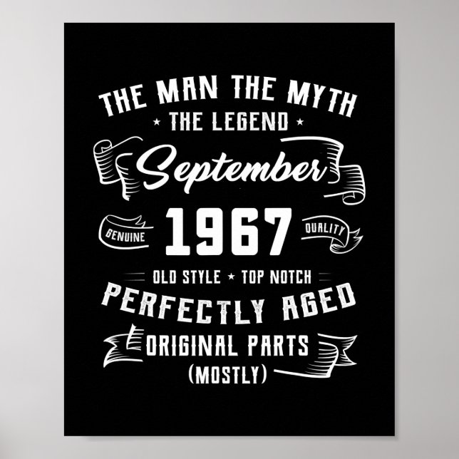 Mens Man Myth Legend September 1967 55th Birthday Poster (Front)