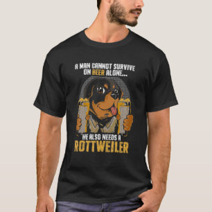 Mens Man Needs Beer And Rottweiler  Dog Owner  Rot T-Shirt