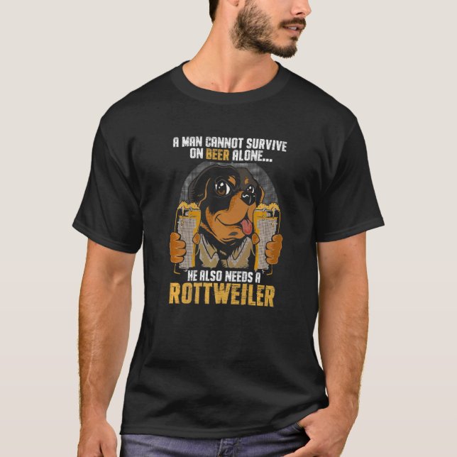 Mens Man Needs Beer And Rottweiler Dog Owner Rotti T-Shirt (Front)
