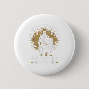 Mens Man Of God Husband Dad Christian Warrior Jesu 6 Cm Round Badge