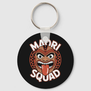 Mens Maori Squad Tribal Warrior Face Haka Kiwi Key Ring