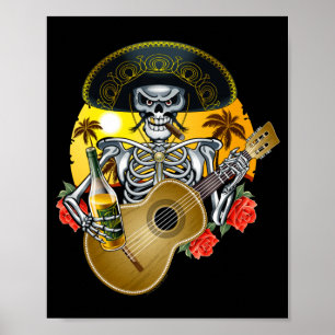 Mens Mariachi Skeleton Dia De Los Muertos Day Of Poster