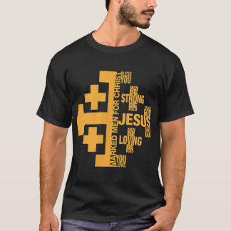 Mens Marked Men for Christ Jerusalem Cross Words T-Shirt