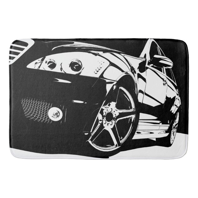 Men's Masculine Car Theme Bath Mat (Front)