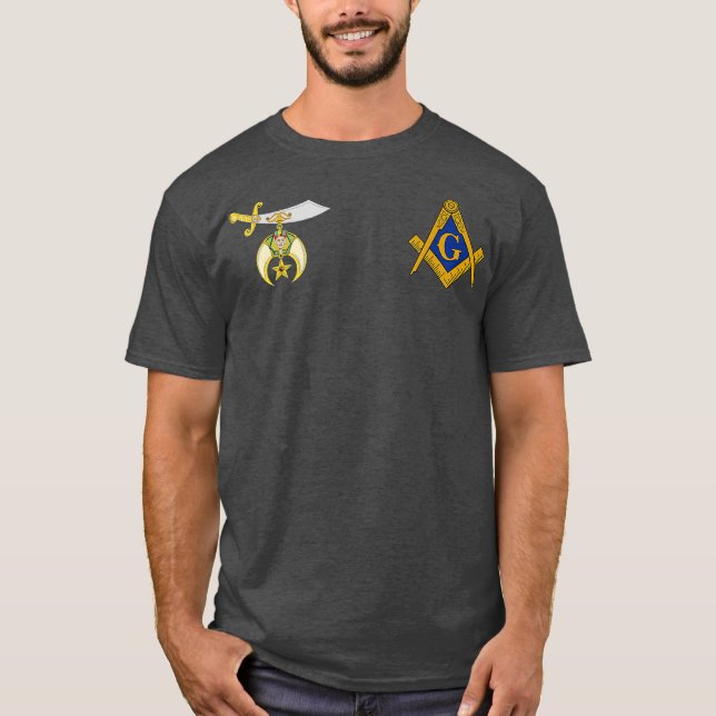 Mens Mason Shriner Pocket Split Masonic Shrine T-Shirt (Front)