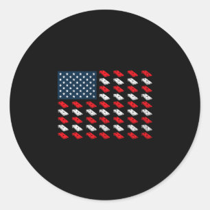 Mens matching cornhole american flag july 4th classic round sticker