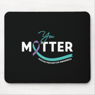 Mens Matter Teal Purple Ribbon Prevention Mouse Pad