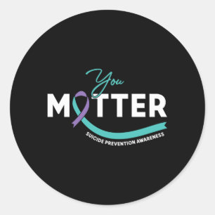 Mens Matter Teal Purple Ribbon Suicide Prevention Classic Round Sticker