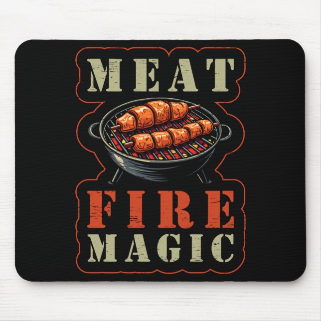 Mens meat fire magic bbq lovers delight mouse pad (Front)