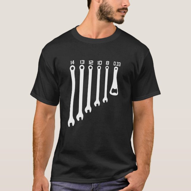 Mens Mechanic Car Beer Alcohol Wrench Craftsman T-Shirt (Front)