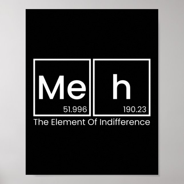 Mens meh the element of indifference funny poster (Front)