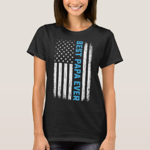 Mens Men Best Papa Ever Usa Flag 4th Of July Fathe T-Shirt