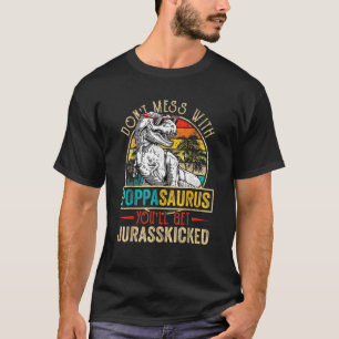 Mens Men Distressed Poppasaurus Dinosaur Rex Fathe T-Shirt