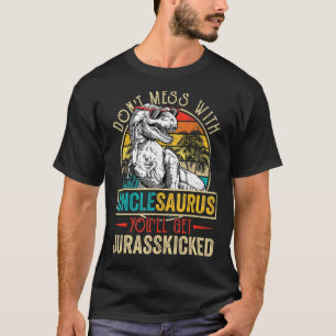 Mens Men Distressed Unclesaurus Dinosaur Rex Fathe T-Shirt
