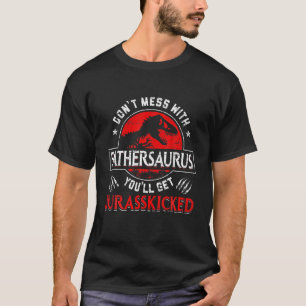 Mens Men Father's Day Distressed Fathersaurus Dino T-Shirt
