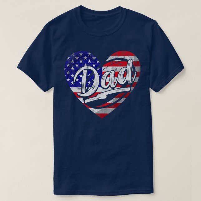 Mens Men Patriotic American Flag Heart Rugby Dad F T-Shirt (Design Front)