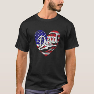 Mens Men Patriotic American Flag Heart Rugby Dad F T-Shirt