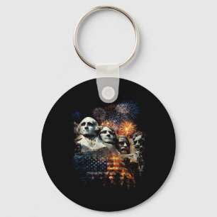 Mens Mens 4th Of July Fireworks Mount Rushmore Key Ring