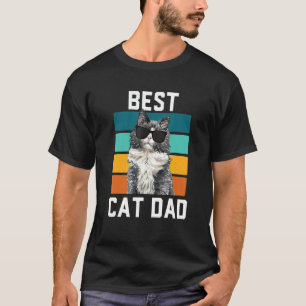 Mens Mens Best Cat Dad  for Cat  Retro Cat Sunglas T-Shirt