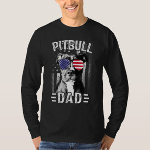 Mens Mens Best Pitbull Dad Ever Dog Usa Flag 4th T-Shirt