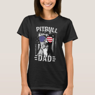 Mens Mens Best Pitbull Dad Ever Dog  Usa Flag 4th  T-Shirt