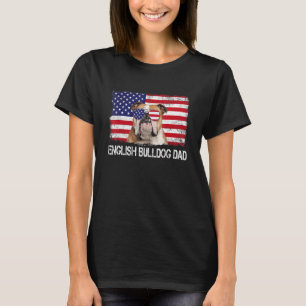 Mens Mens English Bulldog Dad Us Flag 4th Of July T-Shirt