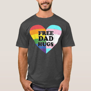 Mens Mens Free Dad Hugs With Rainbow And Transgend T-Shirt