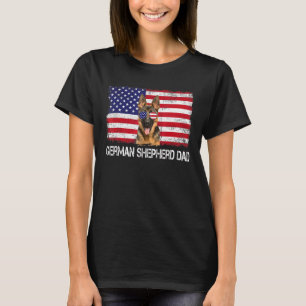 Mens Mens German Shepherd Dad Us Flag 4th Of July  T-Shirt