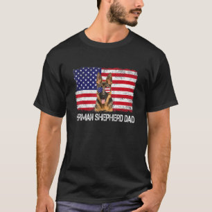Mens Mens German Shepherd Dad Us Flag 4th Of July T-Shirt