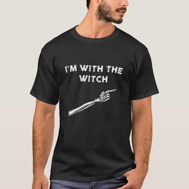 Mens Mens I'm With The Witch Halloween Matching Co T-Shirt (Front)