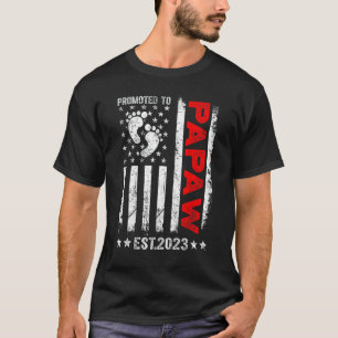 Mens Mens Promoted To Papaw 2023 American Flag Fat T-Shirt