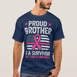 Mens Mens Proud Brother Of Survivor Breast Cancer  T-Shirt