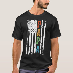 Mens Mens Proud Papa From Grandchildren Us Flag F T-Shirt
