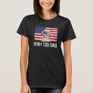 Mens Mens Shih Tzu Dad Us Flag 4th Of July Patriot T-Shirt