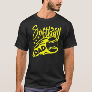 Mens Mens Softball Dad Stylised Flaming Ball T-Shirt