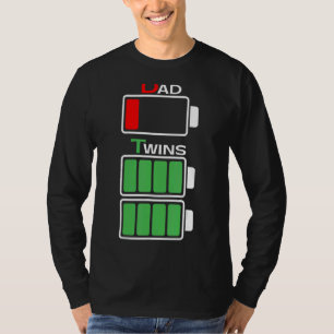 Mens Men's Tired Twin Dad Low Battery Life Charge T-Shirt