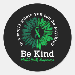 Mens Mental Health Awareness Green Ribbon Suower Classic Round Sticker