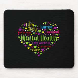 Mens mental health awareness heart end the stigma mouse pad