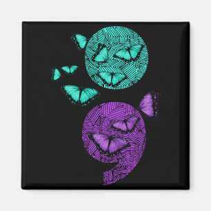 Mens Mental Health Awareness Semicolon Butterflies Magnet