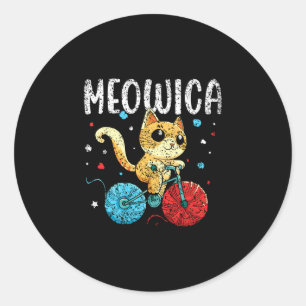 Mens meowica america usa patriotic independence classic round sticker