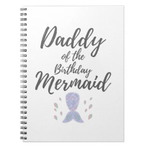 Mens Merdad Birthday Party Mermaid Daddy Gift Notebook